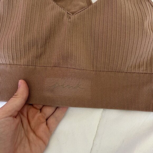 PINK Active Victoria Secret VS Brown Seamless Sports Bra Womens Small S Yoga - Picture 2 of 7